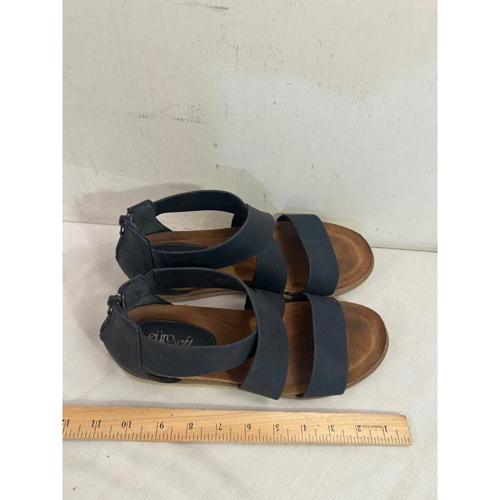 Eurosoft Sandals 9M Navy Blue Strappy Back Zip Comfort Flat Women